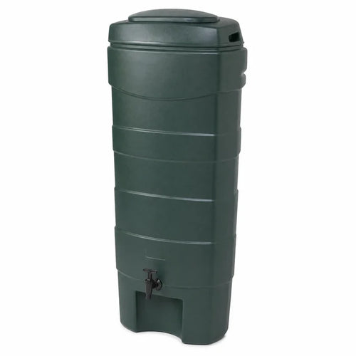 100 litre space-saving water butt kit with tap and connector for rainwater harvesting