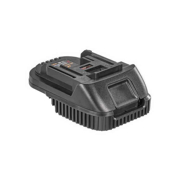 AEG 18V to Makita 18V LXT battery adapter - Makita tool-side connection with copper contacts in the terminal slot