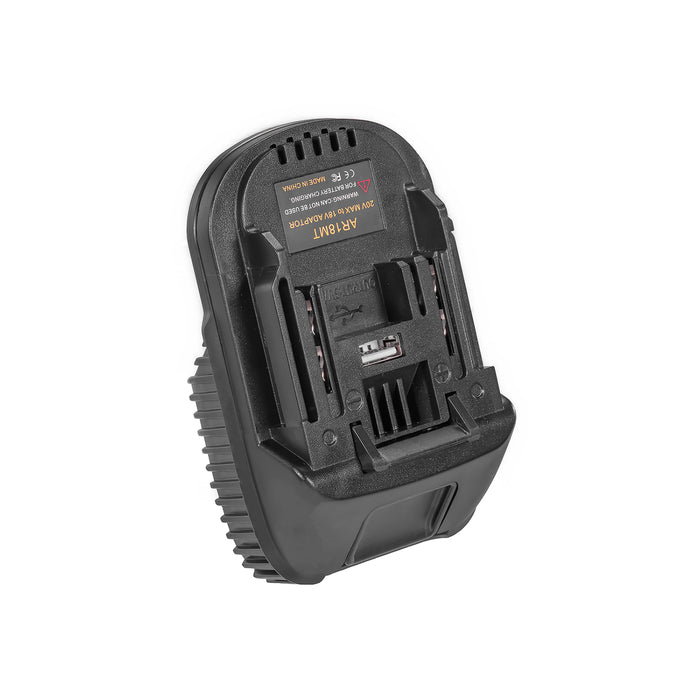 AEG 18V to Makita 18V LXT battery adapter - Makita tool-side connection with the terminal slots and a USB port