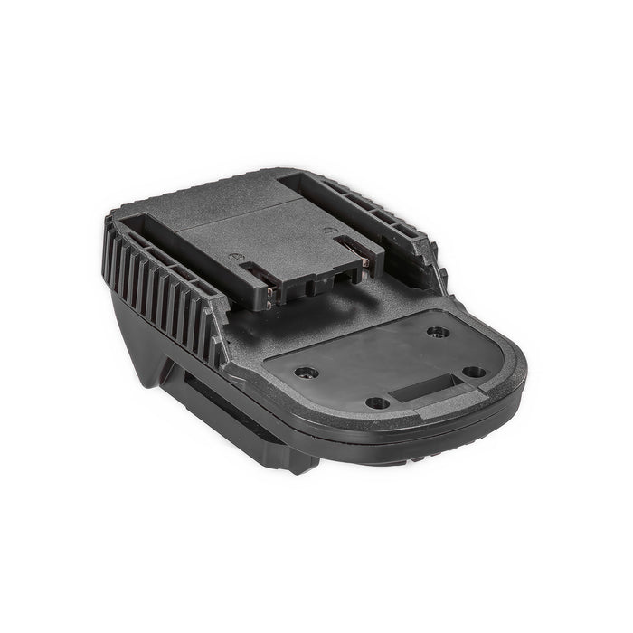 AEG 18V to Makita 18V LXT battery adapter - Makita tool-side rails above the flat battery-side face with four screws