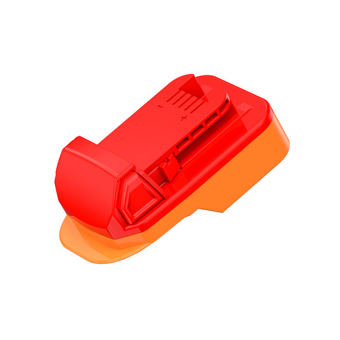 AEG 18V to Milwaukee M18 battery adapter - Milwaukee tool-side connection with terminal slots, polarity marks and latch