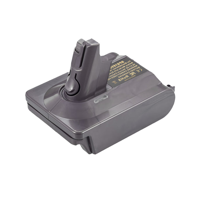 Bosch 18V GBA (Blue) to Dyson V7 battery adapter - Dyson tool-side post with its release catch, printed label alongside