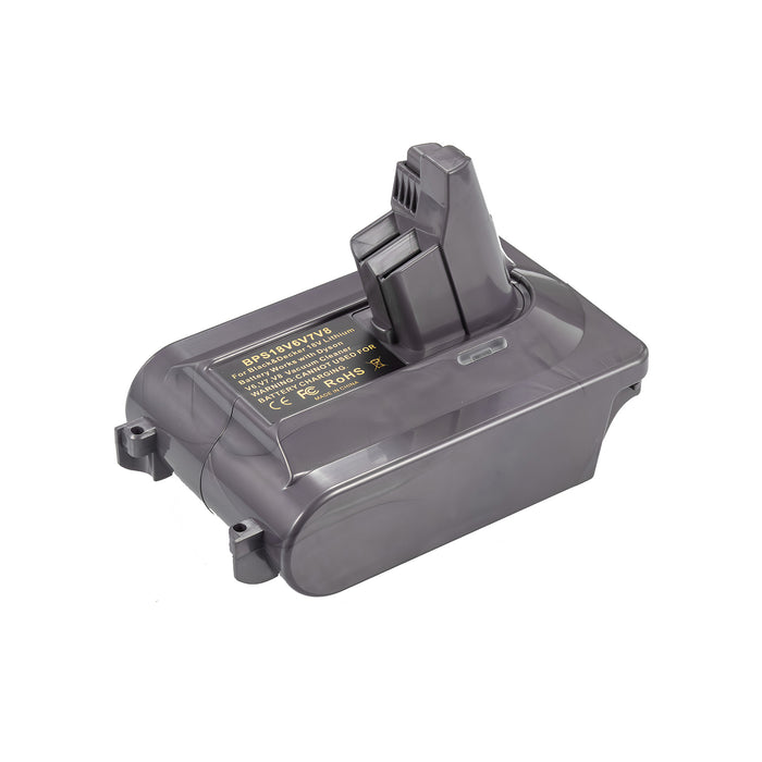 Bosch 18V GBA (Blue) to Dyson V7 battery adapter - rear of the Dyson tool-side post, battery-side latch hooks at the edge