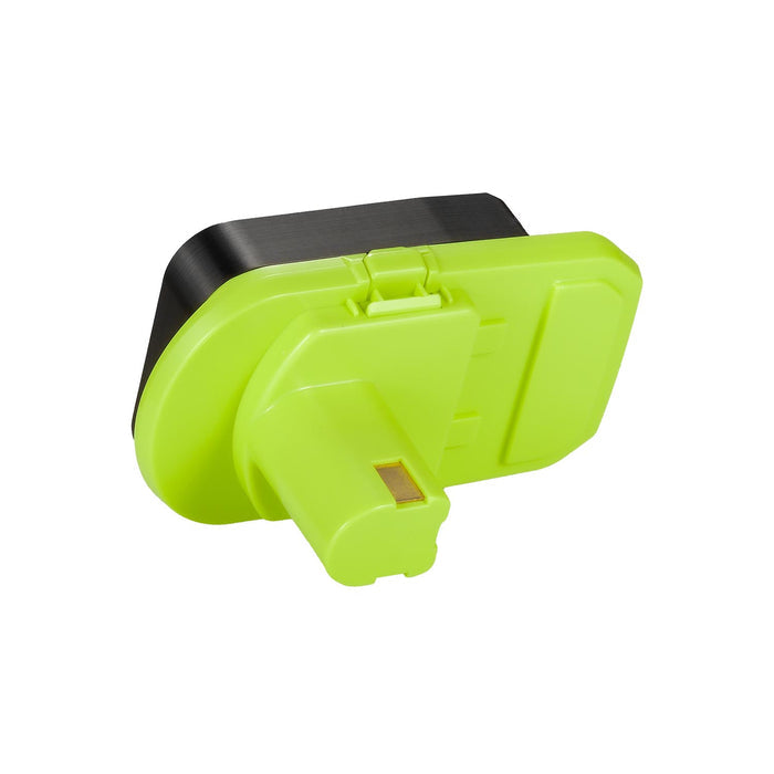 Bosch 18V GBA (Blue) to Ryobi 18V ONE+ battery adapter - side view, Ryobi tool-side post and its copper contact
