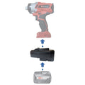 Bosch 18V PBA (Green) to Einhell 18V PXC battery adapter - compatibility diagram showing battery, adapter and impact driver