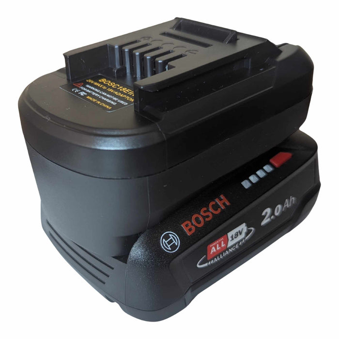 Bosch 18V PBA (Green) to Einhell 18V PXC battery adapter - fitted to the battery, Einhell tool-side connection uppermost