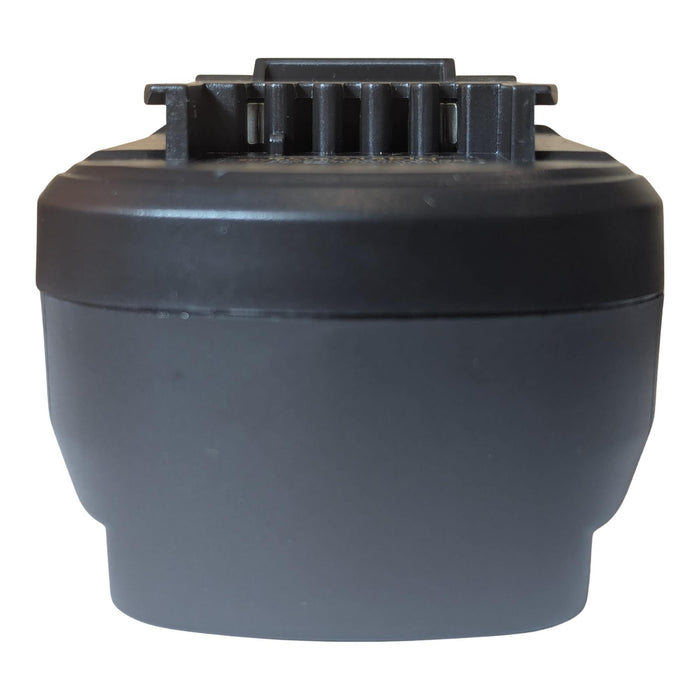 Bosch 18V PBA (Green) to Einhell 18V PXC battery adapter - front view of the Einhell tool-side rail and terminal slots
