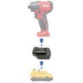 DeWalt 12V MAX to Hilti 12V battery adapter - compatibility diagram showing battery, adapter and drill driver