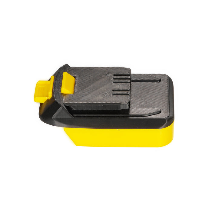 DeWalt 20V MAX to WEN 20V battery adapter - WEN tool-side connection, five terminal slots, molded plus and minus marks
