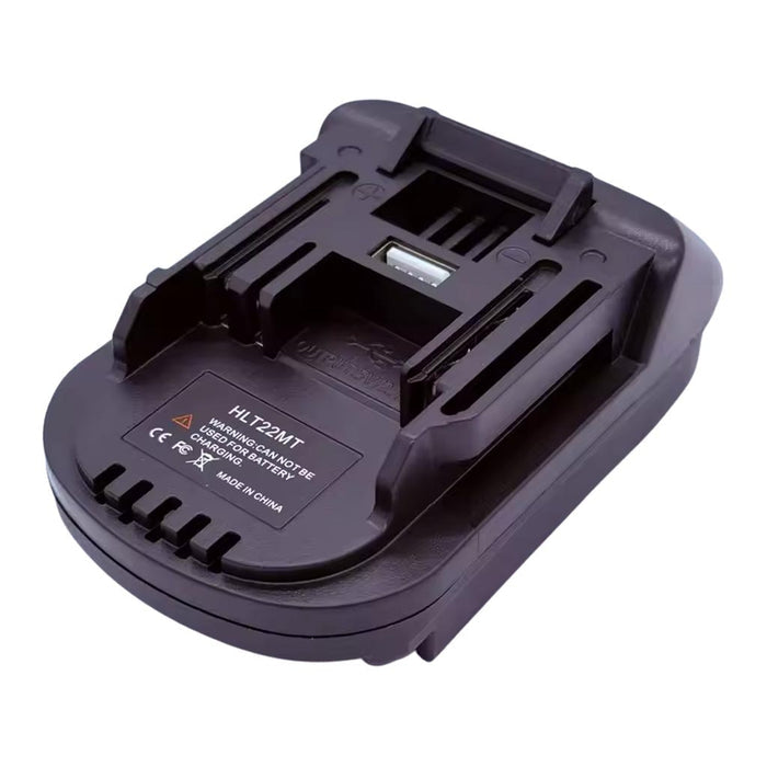 Hilti 22V to RIDGID Plumbing battery adapter - angled top view of the tool-side connection with the printed label