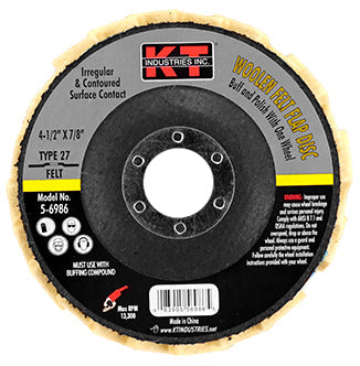 K-T Industries 4-1/2" Felt Woolen Flap Disc Type 27