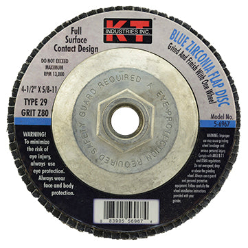 K-T Industries 4.5" X 5/8-11" X 80g T29 Bz Flap Disc