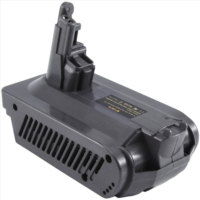 Makita 18V LXT to Dyson V10 battery adapter - Dyson tool-side stem with its latch above the vented body