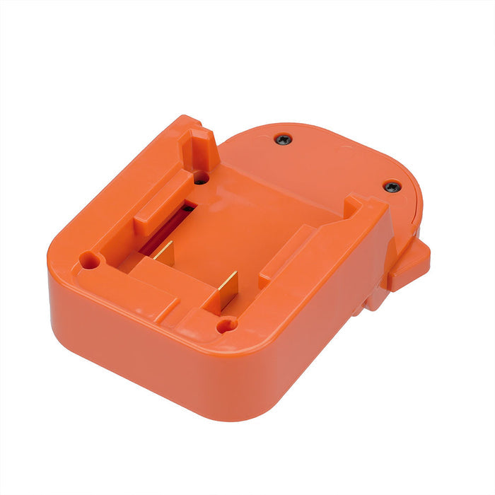 Milwaukee M18 to AEG 18V battery adapter - battery-side connection with twin copper blades, two case screws