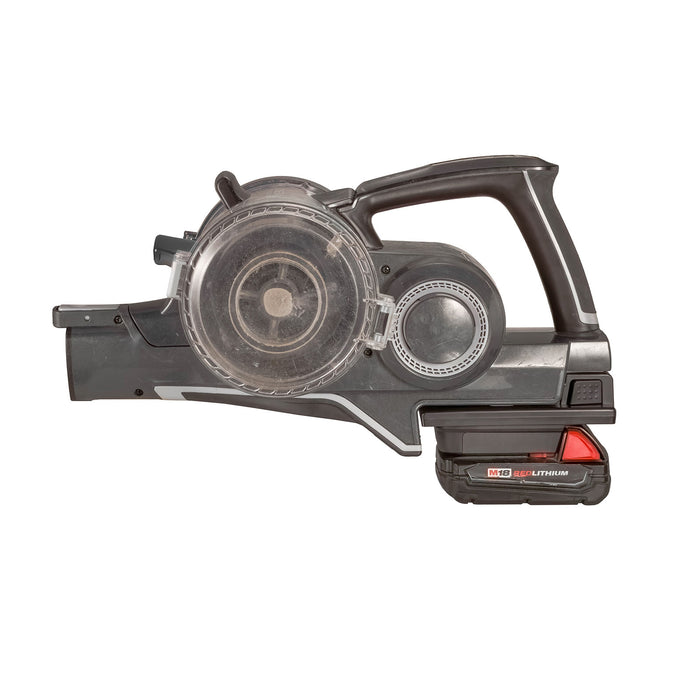 Milwaukee M18 to Hoover 20V ONEPWR battery adapter - installed on a cordless vacuum, battery fitted below the plate