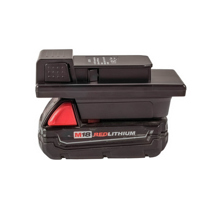 Milwaukee M18 to Hoover 20V ONEPWR battery adapter - fitted to the Milwaukee M18 battery, Hoover tool-side block uppermost