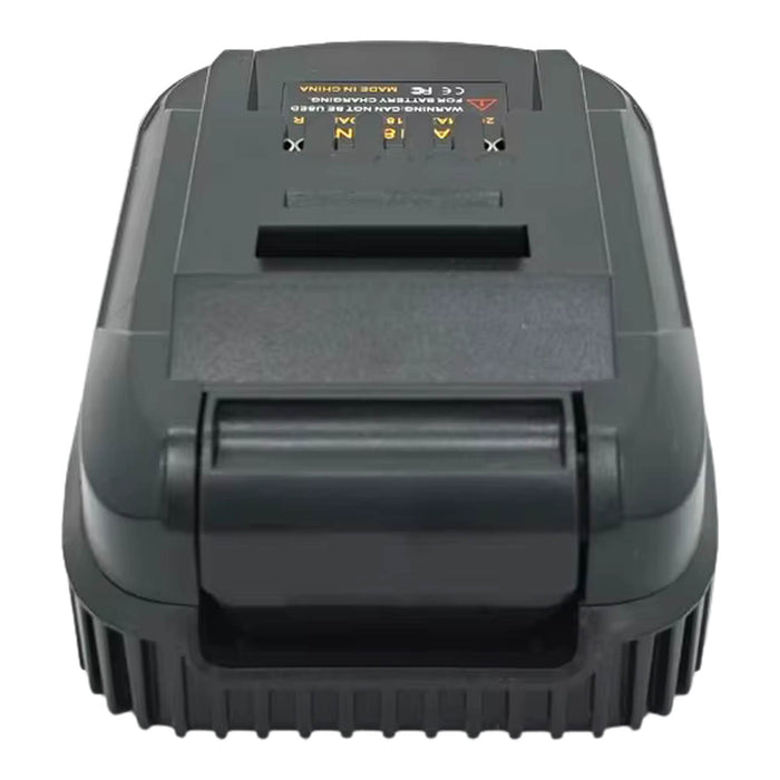 RIDGID 18V to Einhell 18V PXC battery adapter - rear view, tool-side plateau above the ribbed battery-side skirt