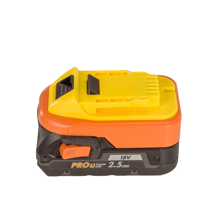 RIDGID 18V to Hercules 20V battery adapter - fitted to the RIDGID 18V battery, tool-side connection facing up