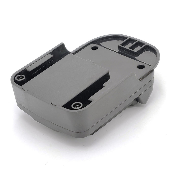 RIDGID 18V to RIDGID Plumbing battery adapter - battery-side connection, rail groove and latch recess on the base plate