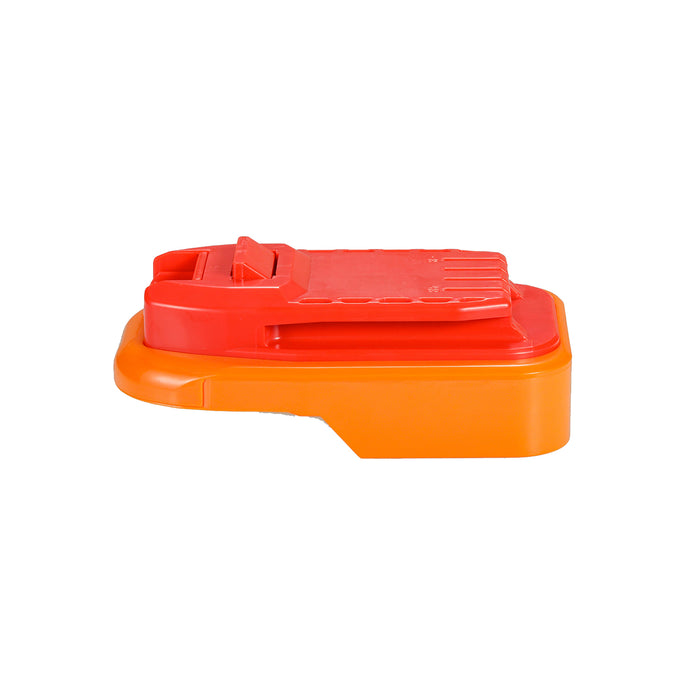 RIDGID 18V to Stanley V20 battery adapter - side view showing both connections