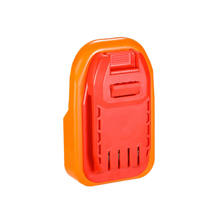 RIDGID 18V to Stanley V20 battery adapter - Stanley tool-side connection square on, release catch