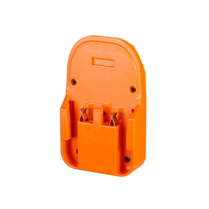 RIDGID 18V to Stanley V20 battery adapter - battery-side connection square on, twin terminal clips, raised centre block