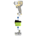 Ryobi 18V ONE+ to DeWalt 12V MAX battery adapter - compatibility diagram showing battery, adapter and impact wrench