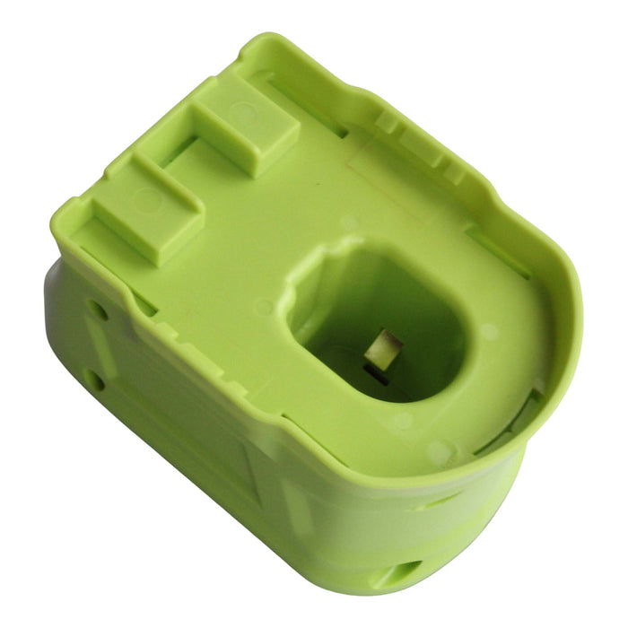 Ryobi 18V ONE+ to DeWalt 12V MAX battery adapter - battery-side connection, recessed terminal pocket in the green face