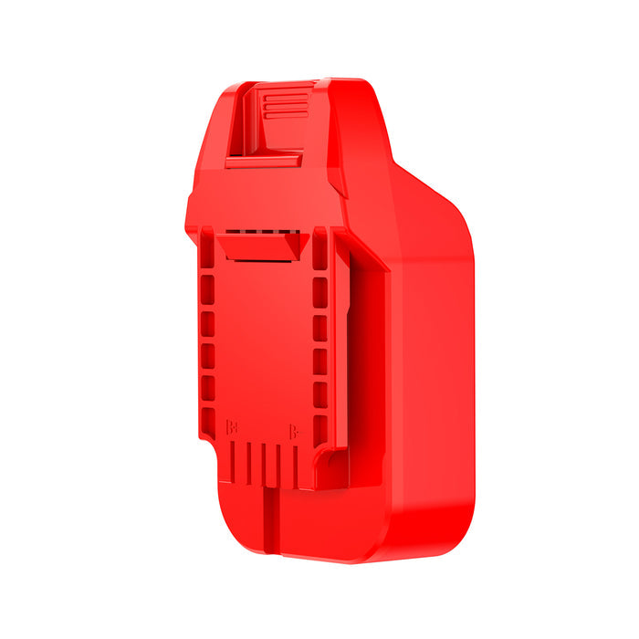 Stanley V20 to Bauer 20V battery adapter - Bauer tool-side connection, terminal channel and moulded polarity marks