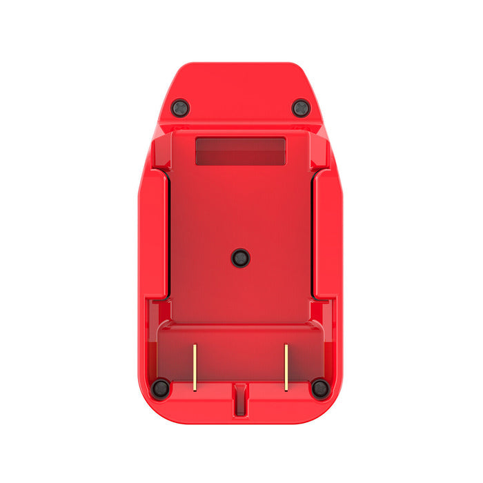 Stanley V20 to Craftsman 20V Bolt-On battery adapter - red battery-side socket in plan view, twin terminal blades