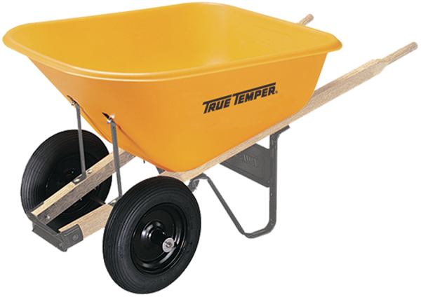 True Temper 8 Cubic Foot Poly Wheelbarrow With Dual Wheels